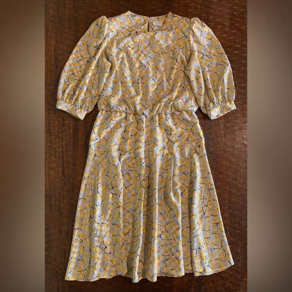 VTG Lorac Original Size ? Multicolored Leaf Print Short Sleeve Drop Waist Dress - Picture 9 of 9